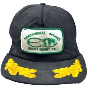 Vintage Trucker Hat Cap‎ SnapBack Patch Farm 80s USA Global Environmental Leaf